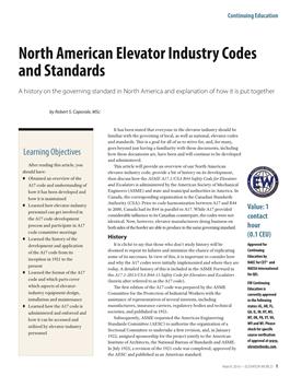 2016 March North American Elevator Industry Codes and Standards