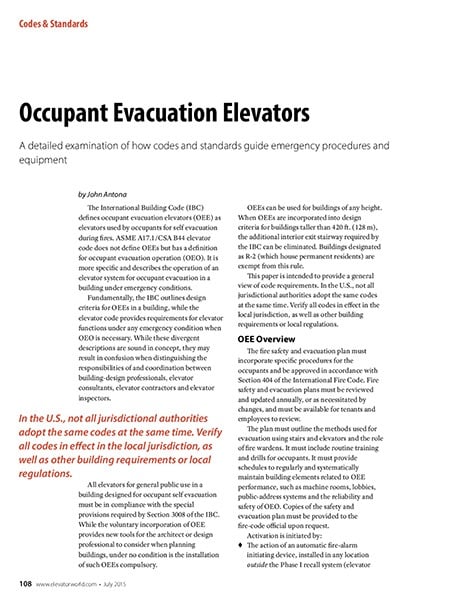 2015 July Occupant Evacuation Elevators